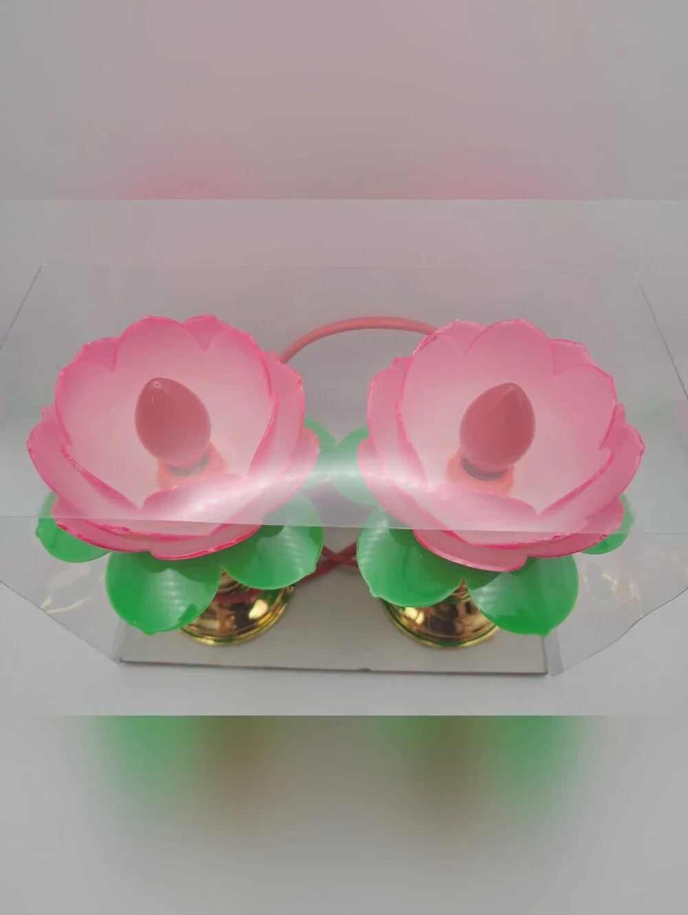 Lotus Lamp Set Bright Pink Glow Sacred Altar Blossom Meditation String Lights